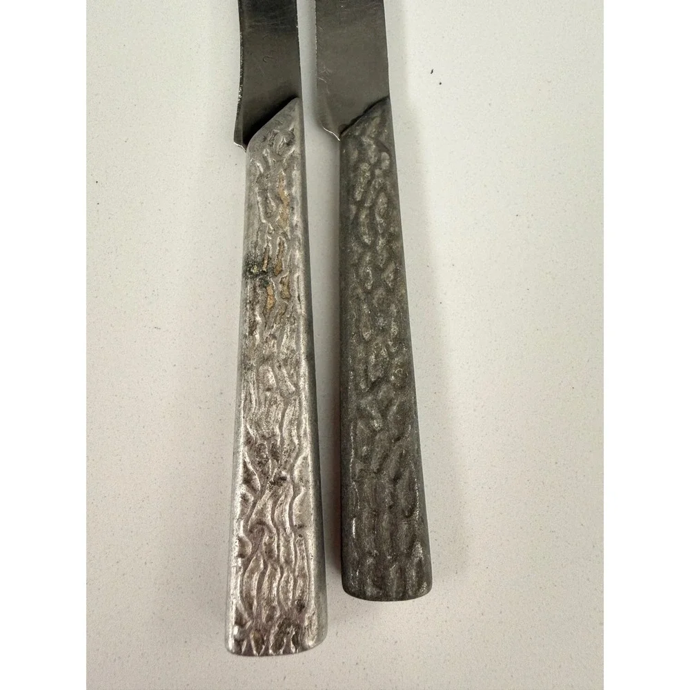 Vintage Quickcut 3 Inch Sheeps Foot Paring Knife Set Aluminum Handle USA 2pc